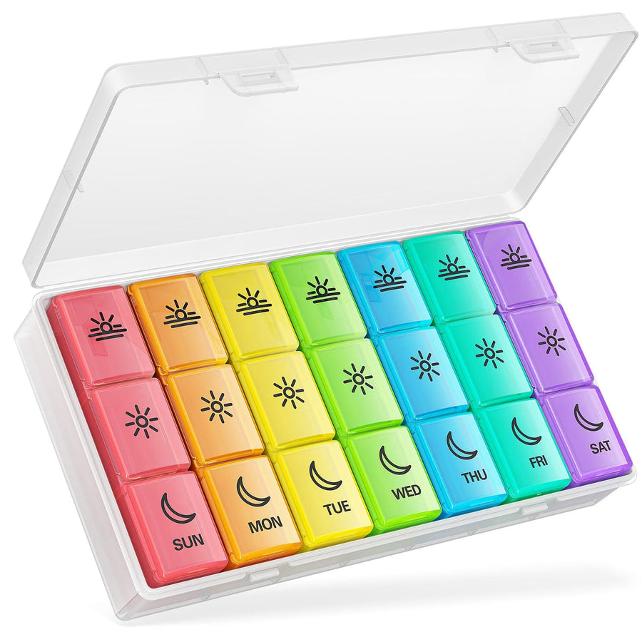 Weekly 7 Day Pill Organizer, Pill Box 3 Times a Day wit