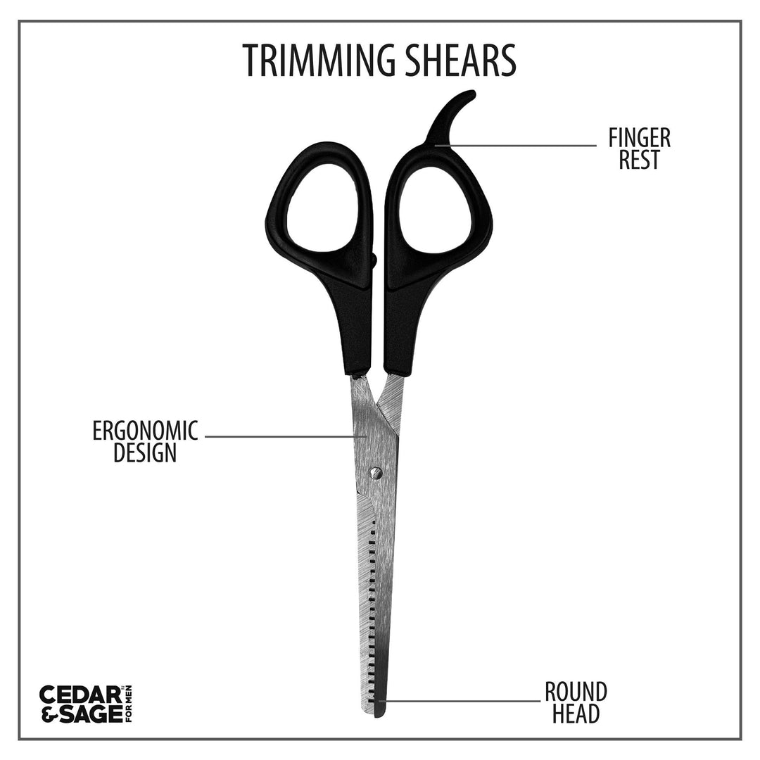 Cedar &amp; Sage, At-Home DIY Hair Trimming Set, Includes Trimming Scissors, Trimming Shears, Comb, 3 Count, Black, Medium (CS8982)