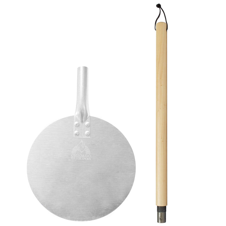 Aluminum Pizza Peel - Turning Pizza Paddle with Leather Strap and Detachable Wood Handle - Bakeware &amp; Pizza Oven Accessories - 9 in