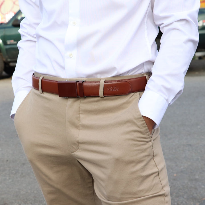Falari Men&#39;s Genuine Leather Ratchet Dress Belt