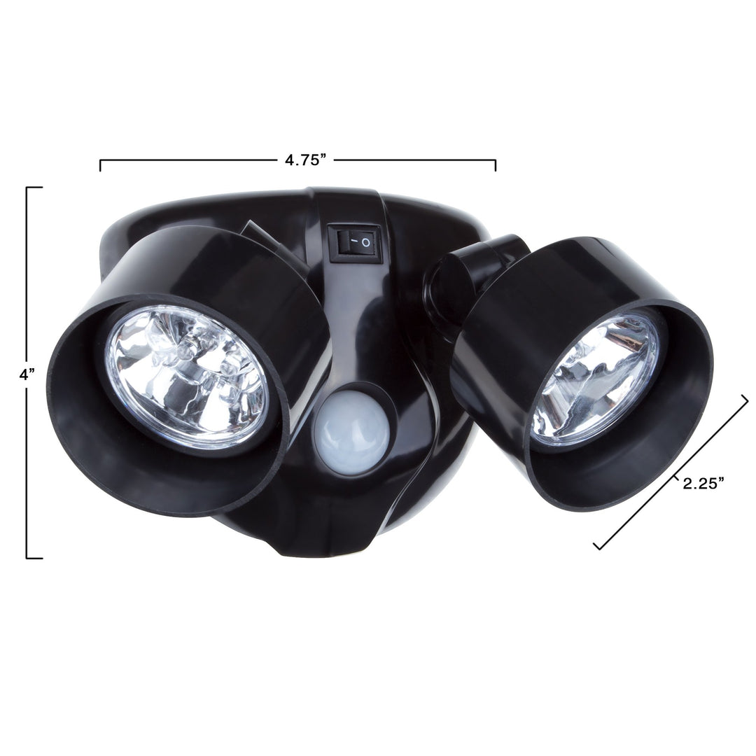 Dual Head Motion Sensor LED Wireless Security Light- Outdoor Porch, Deck, Window Adjustable Light, Battery Powered- By - Black - 80-108