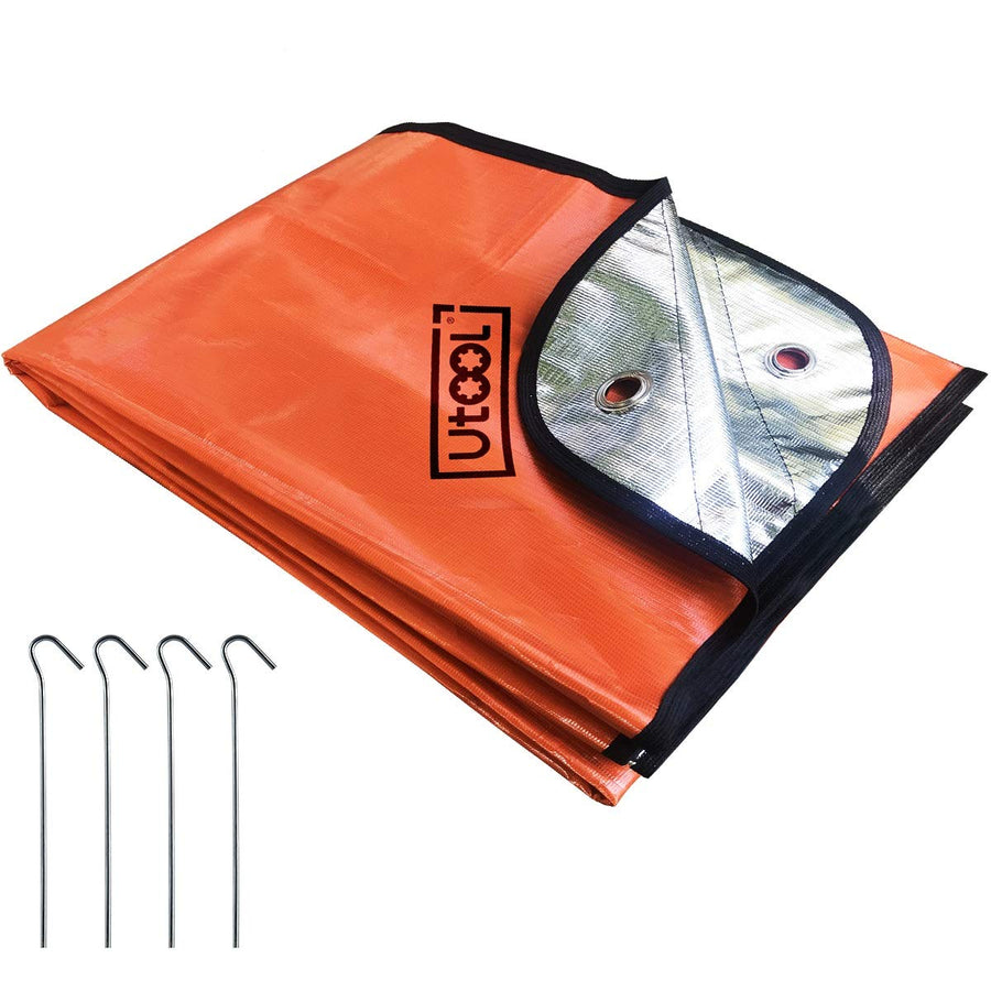 5-Layer Ultra Emergency Blanket Survival Blanket Heavy Duty Thermal Outdoor Waterproof Survival Space Blanket for Hiking, Camping, Orange