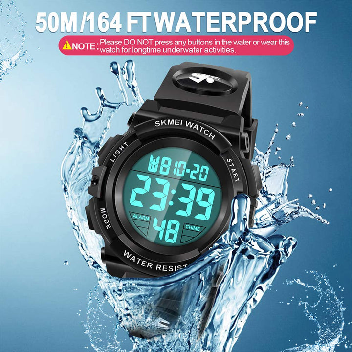 Kids Digital Watch,Boys Sports Waterproof Led Watches with Alarm,Wrist Watch for Boys Girls Childrens, Best Gifts for Boys (Black-B)