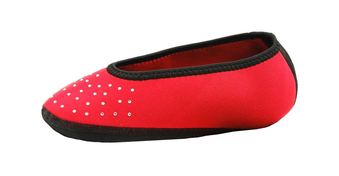 NuFoot Sparkle Ballet Flats Women&#39;s Shoes, Best Foldable &amp; Flexible Flats, Slipper Socks, Travel Slippers &amp; Exercise Shoes, Dance Shoes, Yoga Socks, House Shoes, Indoor Slippers, Red, Large
