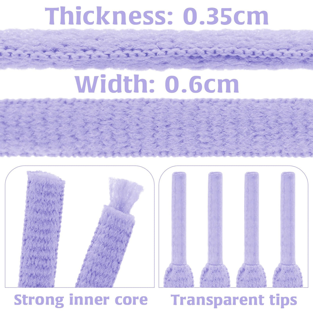 2 Pair Oval Shoes laces Half Round 1/4 Athletic Shoelaces Shoe Strings Light Purple-39 inch