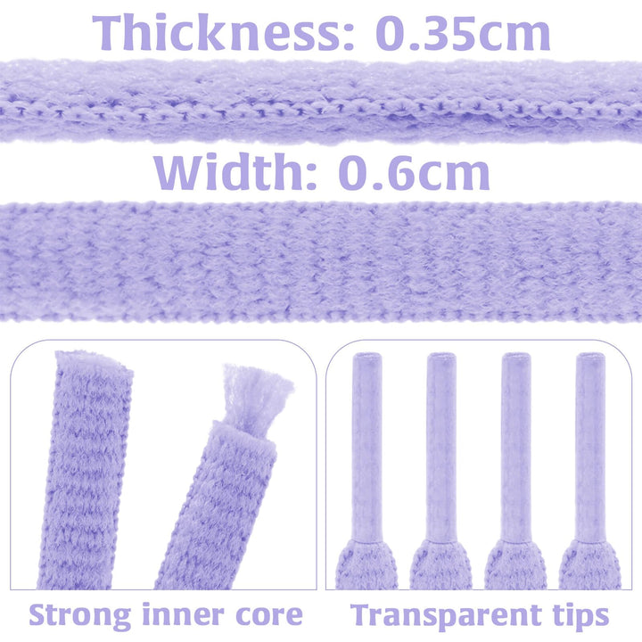 2 Pair Oval Shoes laces Half Round 1/4 Athletic Shoelaces Shoe Strings Light Purple-39 inch
