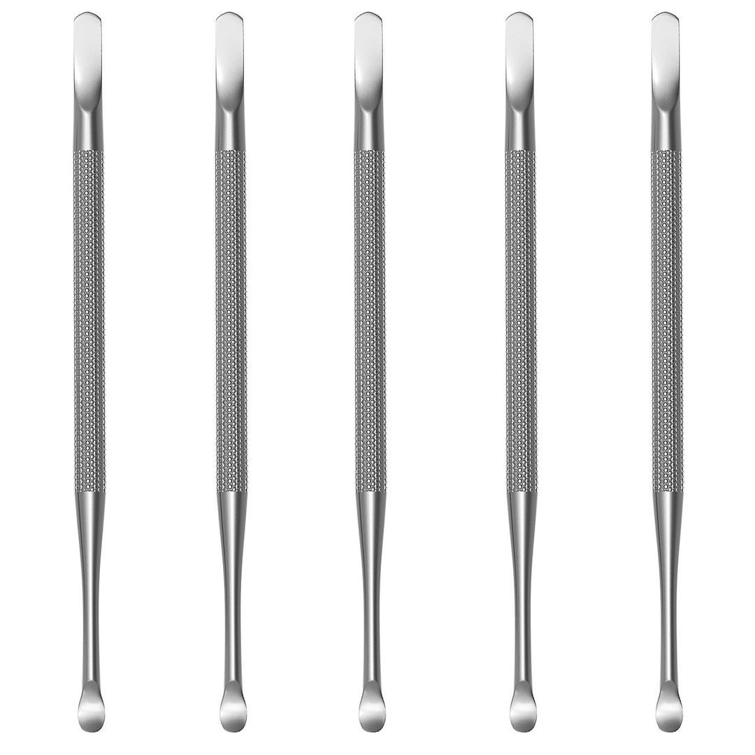 Professional Cuticle Pusher and Spoon Nail Cleaner | 5 Pack | Dual Sided Stainless Steel Pusher and Nail Cleaner | For Nail And Cuticle Care | Beauty Tools
