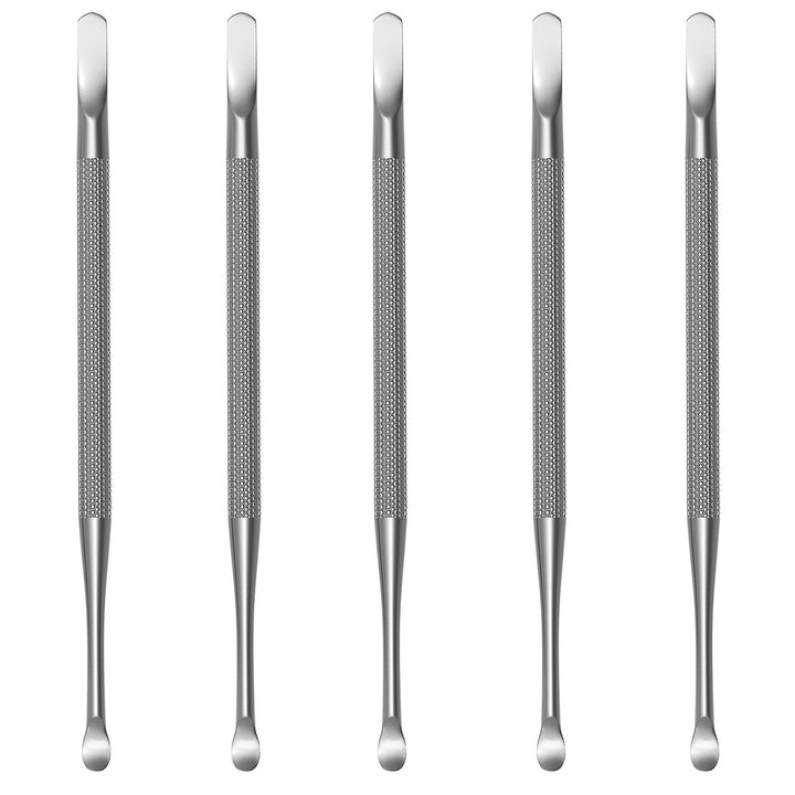 Professional Cuticle Pusher and Spoon Nail Cleaner | 5 Pack | Dual Sided Stainless Steel Pusher and Nail Cleaner | For Nail And Cuticle Care | Beauty Tools