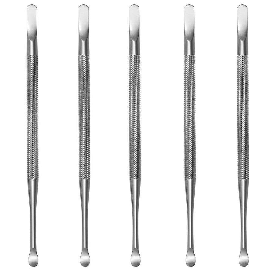 Professional Cuticle Pusher and Spoon Nail Cleaner | 5 Pack | Dual Sided Stainless Steel Pusher and Nail Cleaner | For Nail And Cuticle Care | Beauty Tools