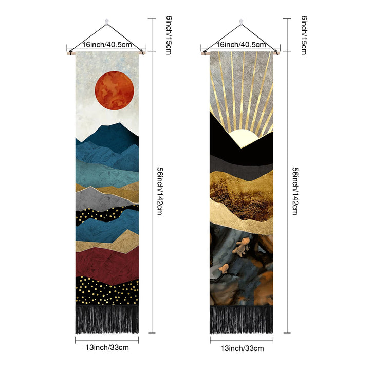AWAYTR Long Mountain Tapestry Wall Hanging - 2PCS Fores