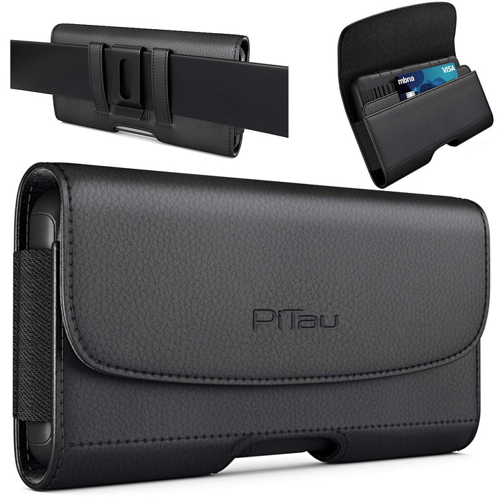 BOMEA Phone Holster designed for iPhone 11 Pro/Xs/X / 10 Holster Case Belt Case with Belt Clip Belt Loops and ID Card Holder Carrying Pouch for Men Cover Fits Apple iPhone with Other Case on-Black