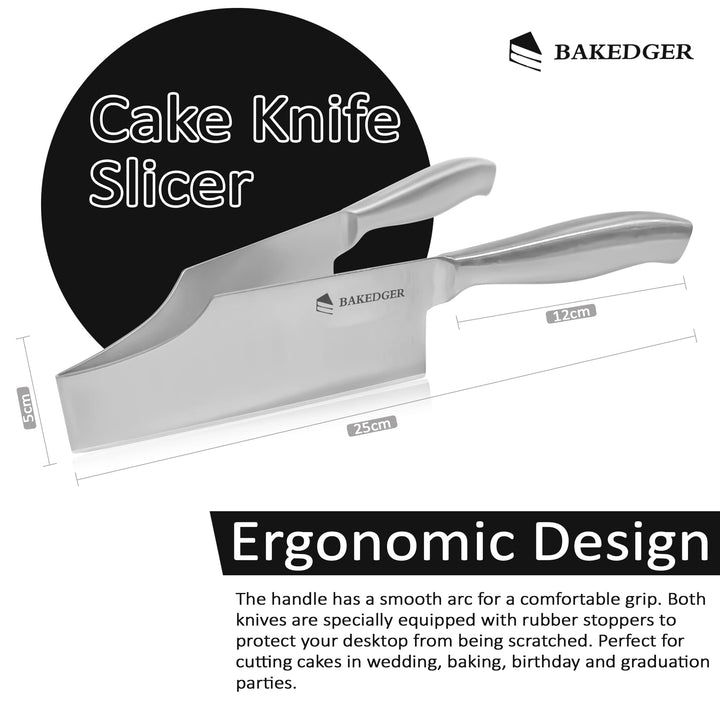 Cake knife slicer and cutter server stainless steel serving knife for Birthday party Wedding and all the Events Pie slicer Pastries Divider Desserts Lever, Patent Pending