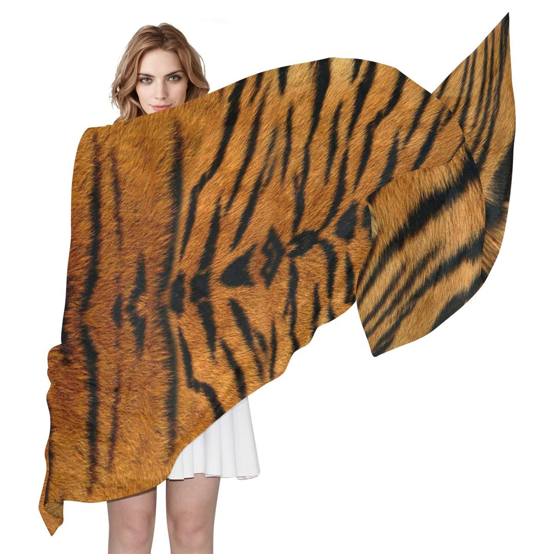 AUUXVA Tiger Print Women Silk Scarf Tiger Pattern Light