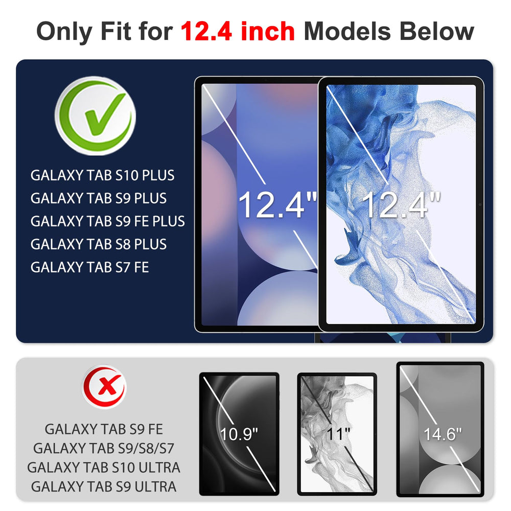 Screen Protector for Galaxy Tab S10 Plus/S9 Plus/S9 FE Plus/S7 FE 5G/S8 Plus 12.4'', 2 Pack Tempered Glass for Samsung Galaxy Tablet S10+/S9 Plus/S7 FE