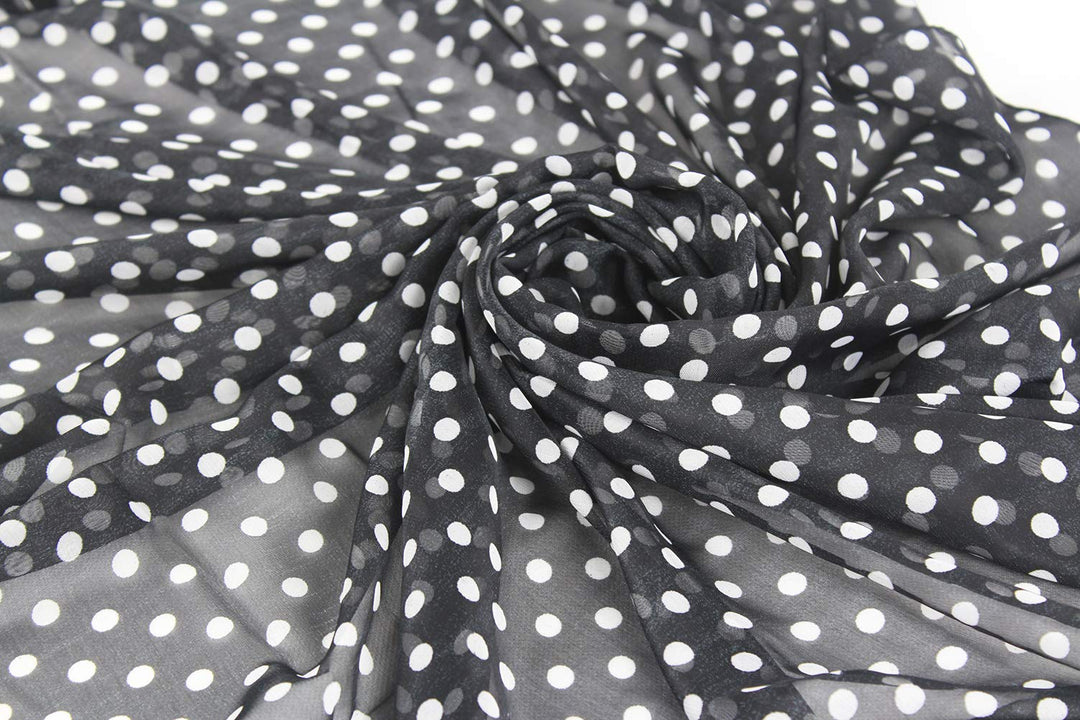 Women&#39;s Swimsuit Cover up Sarong Chiffon Beach Bikini Pareo Wrap (S07 Black W White Polka Dot)