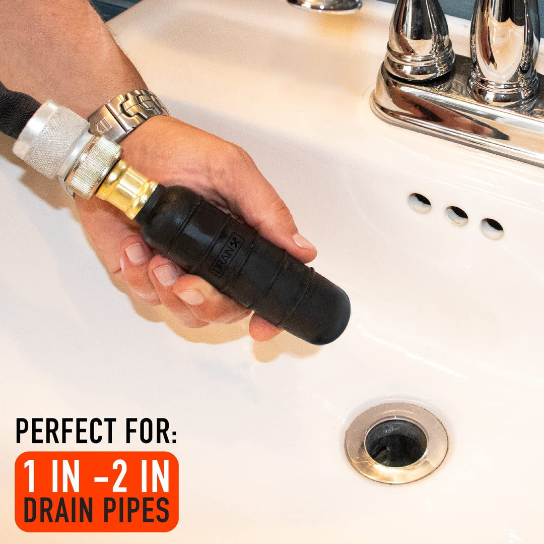 Hydro Pressure Drain Cleaning Bladder - Fits 1 to 2 Drain Pipes - Unclogs Stubborn Blockages in Bathroom Sinks, Shower Drains, Bathtubs, Plumbing Pipes
