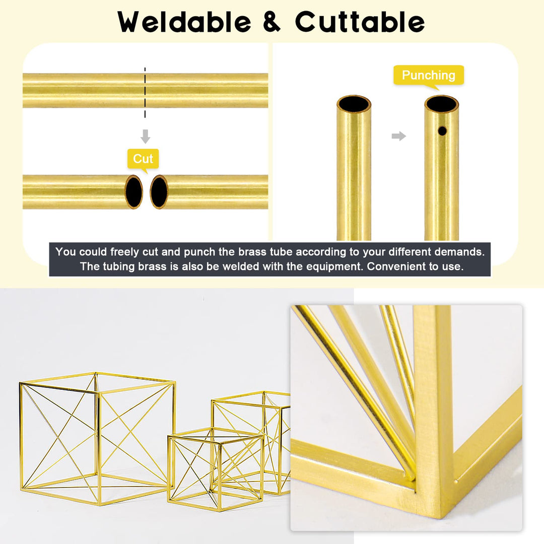 9 Pcs 9 Sizes Brass Round Tube Set, 2mm 2.5mm 3mm 3.5mm 4mm 5mm 6mm 8mm 9mm OD x 0.5mm Wall Thickness 300mm Length High Strength Seamless Straight Pipe Tubing for Hobby Model