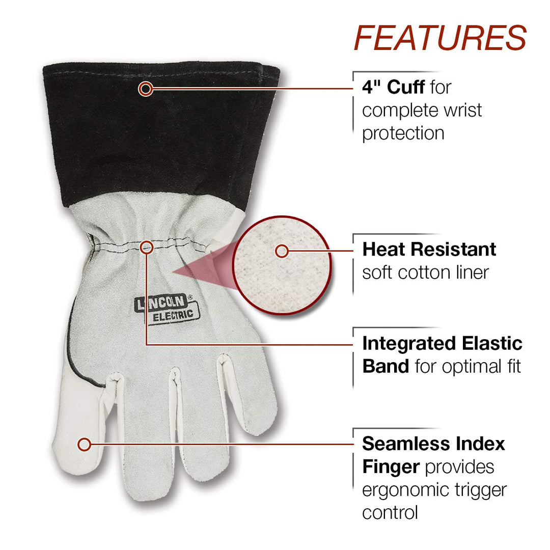 DynaMIG Traditional MIG Welding Gloves | Top Grain Leather | Medium | K3805-M, White