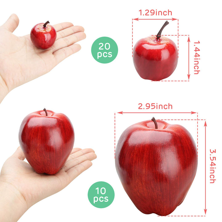 Artificial Apples, 30PCS Fake Fruits Red Apples Dark Red Apple Lifelike Simulation for Home House Kitchen Table Basket Photography Party Decoration