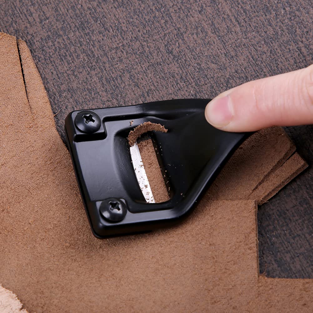 Metal Leather Skiver,Sharp Skiver with Comfortable Grip,Convenient Leather Working Tool with Three Skiver Blades for Leather Craft DIY,Leather Making,Leather Thinning