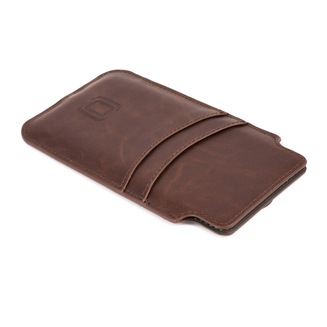 Provincial Wallet Sleeve for iPhone 11 Pro, iPhone Xs &amp; iPhone X: Ultra Slim Vintage Synthetic Leather Cover with 2 Card Holder Slots: Professional Executive Pouch Case [Brown]