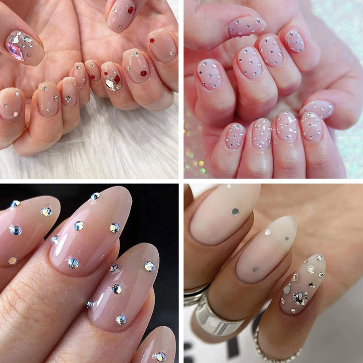 Glass Crystal Flatback Rhinestones for Nail Art and Craft, Round Stone Gems Sparkly Diamond (SS12 1440pcs, Crystal)