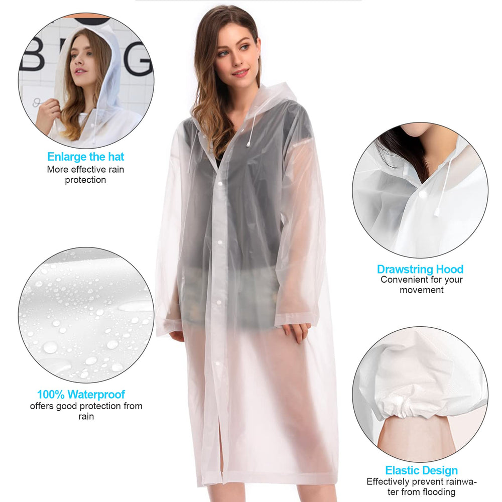 Raincoat [2 Pack], Reusable Lightweight Rain Coat Ponchos for Adults Women Men with Hood & Elastic Cuff Sleeves