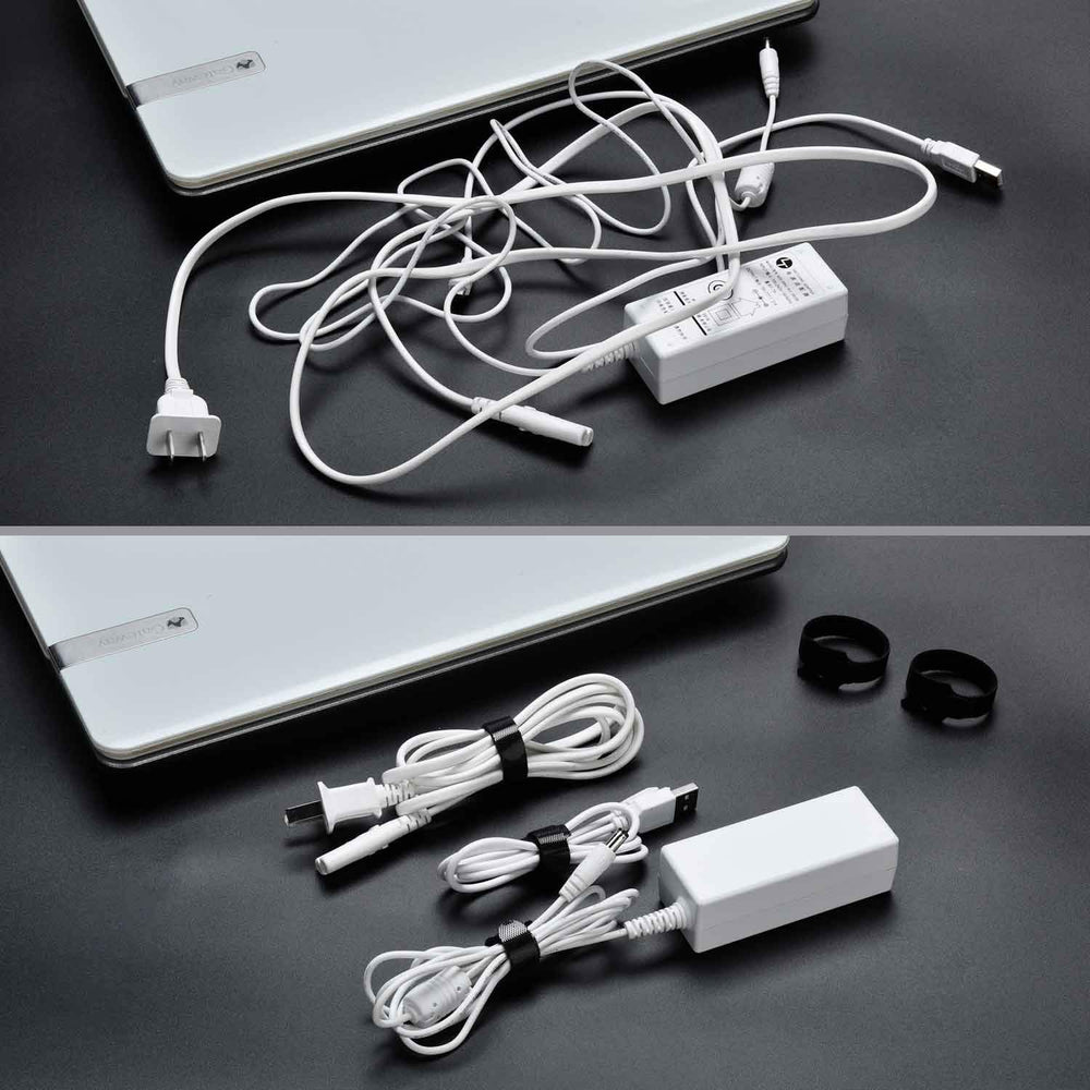 60PCS Fastening Cable Ties Reusable, Premium 6-Inch Adjustable Cord Ties, Microfiber Cloth Cable Management Straps Hook Loop Cord Organizer Wire Ties Reusable (Black Colors)