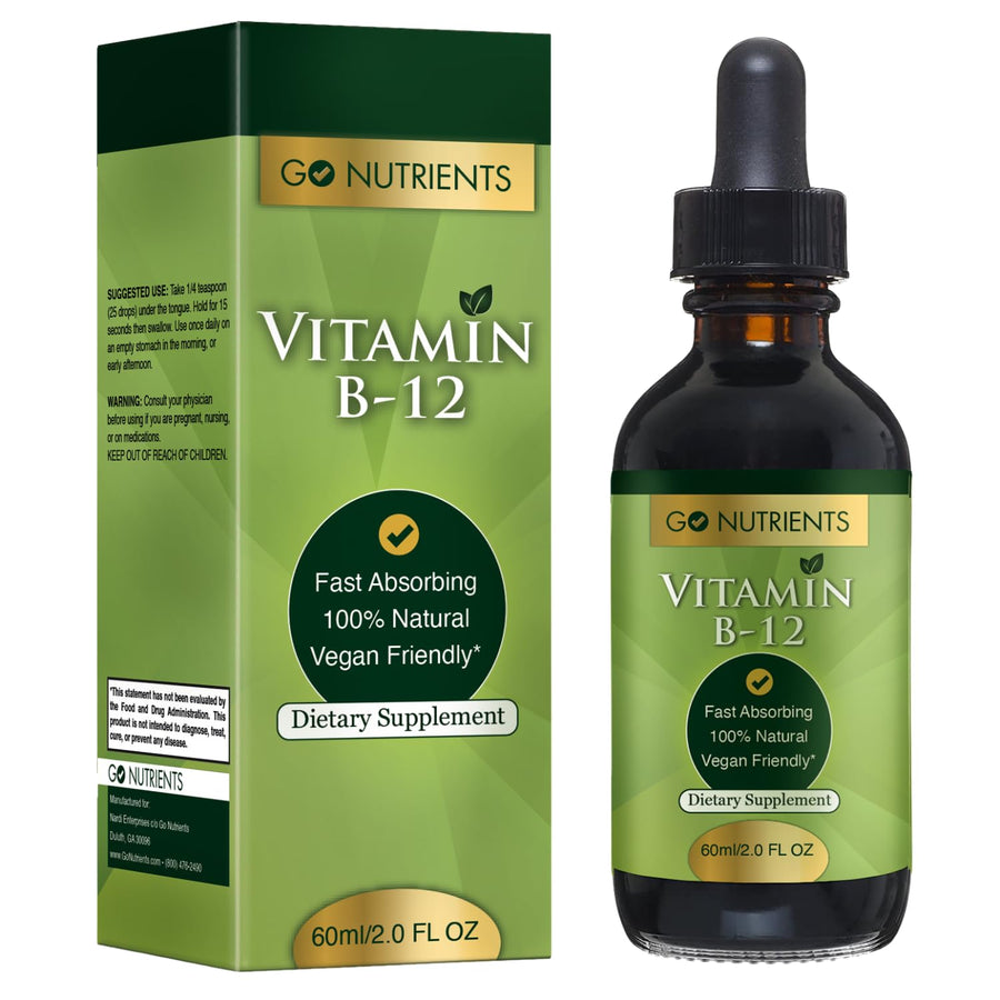 Vitamin B12 Sublingual Methylcobalamin – B-12 Liquid Drops 3000mcg, Organic Raspberry Flavor, Vegan – Supports Energy, Nerve Health & Red Blood Cell Formation - 2oz (48 Servings)