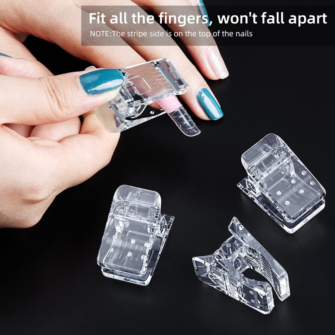 10Pcs Nail Tip Clips, Nail Clips for Polygel, Nail Extension Gel Quick Building Nail Tips Clip for Polygel Nail Kit False Nail Tips and Dual Forms Manicure Nail Art Tools