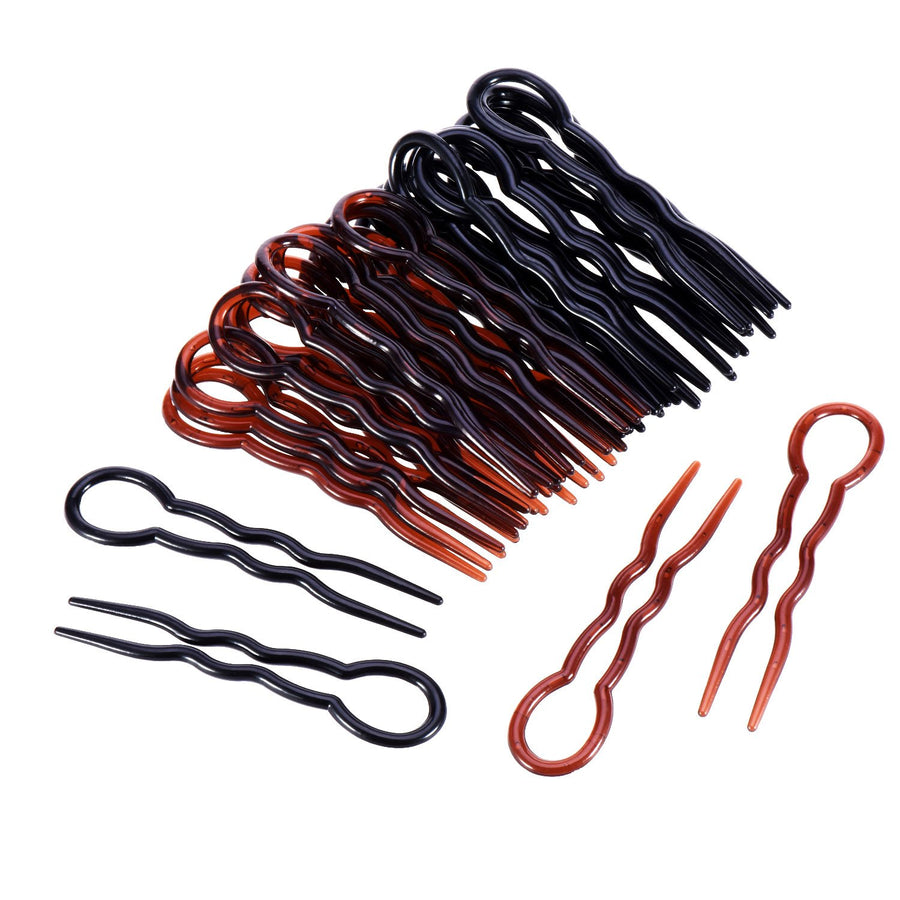 36 Pieces Plastic U Shaped Hair Pins Hair Style Grip Pins Fast Spiral Hair Braid Twist Styling Clips for Girls and Women(Black and Brown)
