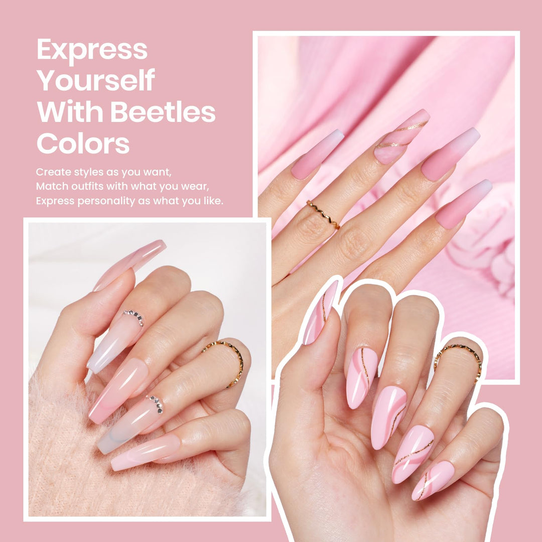 Beetles Gel Nail Polish Kit with with 48W UV LED Nail Lamp Starter Kit-6 Pcs Maroon Burgundy Red Gel Polish Set Base Gel Top Coat Glitter Gel Nail Kits Manicure Kit Gifts for Women