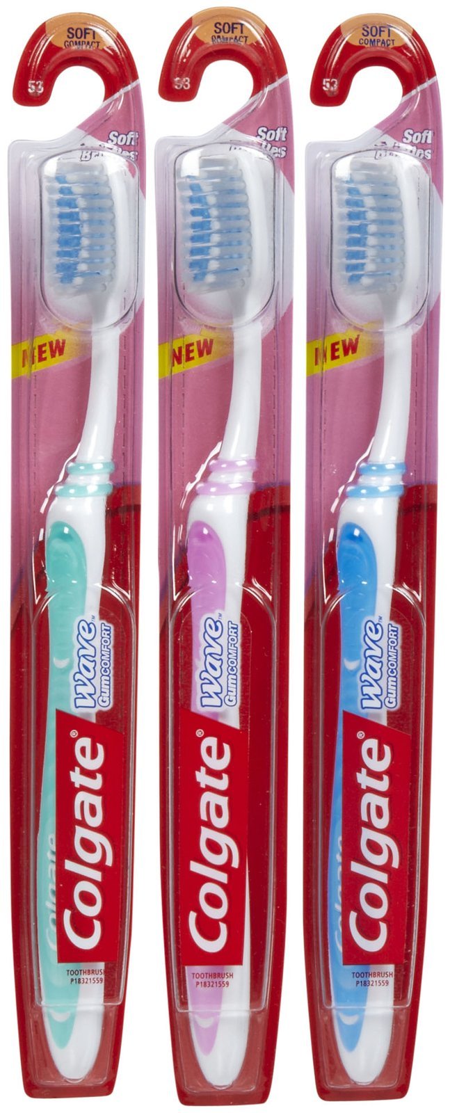 Colgate Wave Toothbrush, Compact Head, Soft - 3 pk