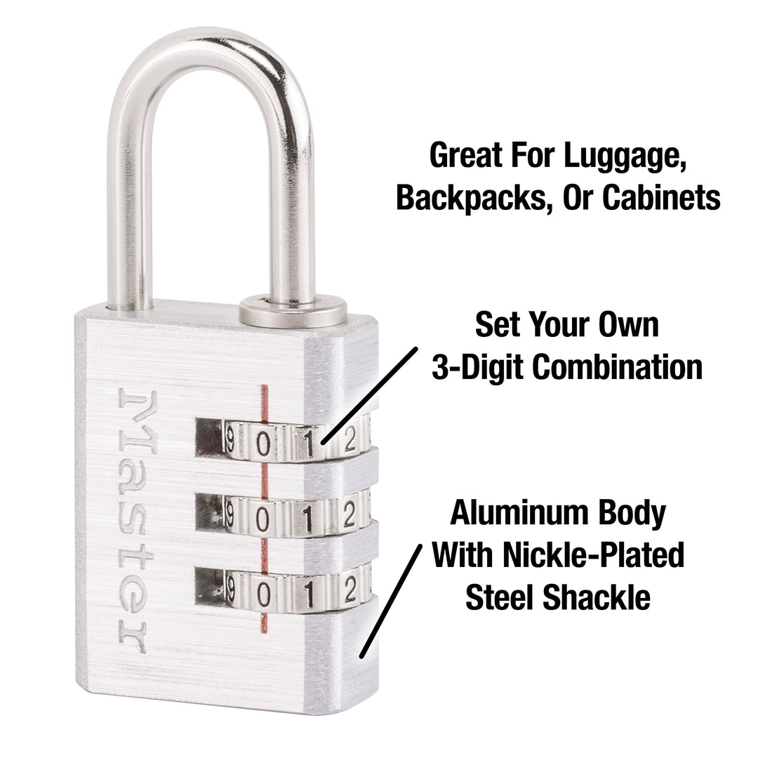630D Set Your Own Combination Lock, Aluminum, 1-3/16 in. Wide