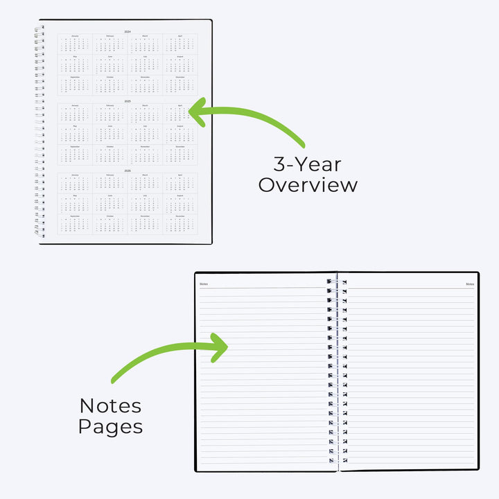 Planner 2024-2025 Academic Year - Weekly &amp; Monthly Planner, Jul 2024 - Dec 2025, Flexible Cover, Notes Pages, Twin-Wire Binding Weekly Planner (8 x 6-Inches)