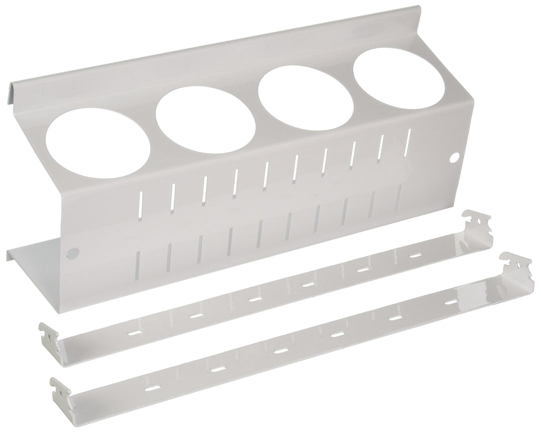 Pegboard Spray Can Holder Bracket and Aerosol Can Organizer for Pegboard and Slotted Tool Board – White