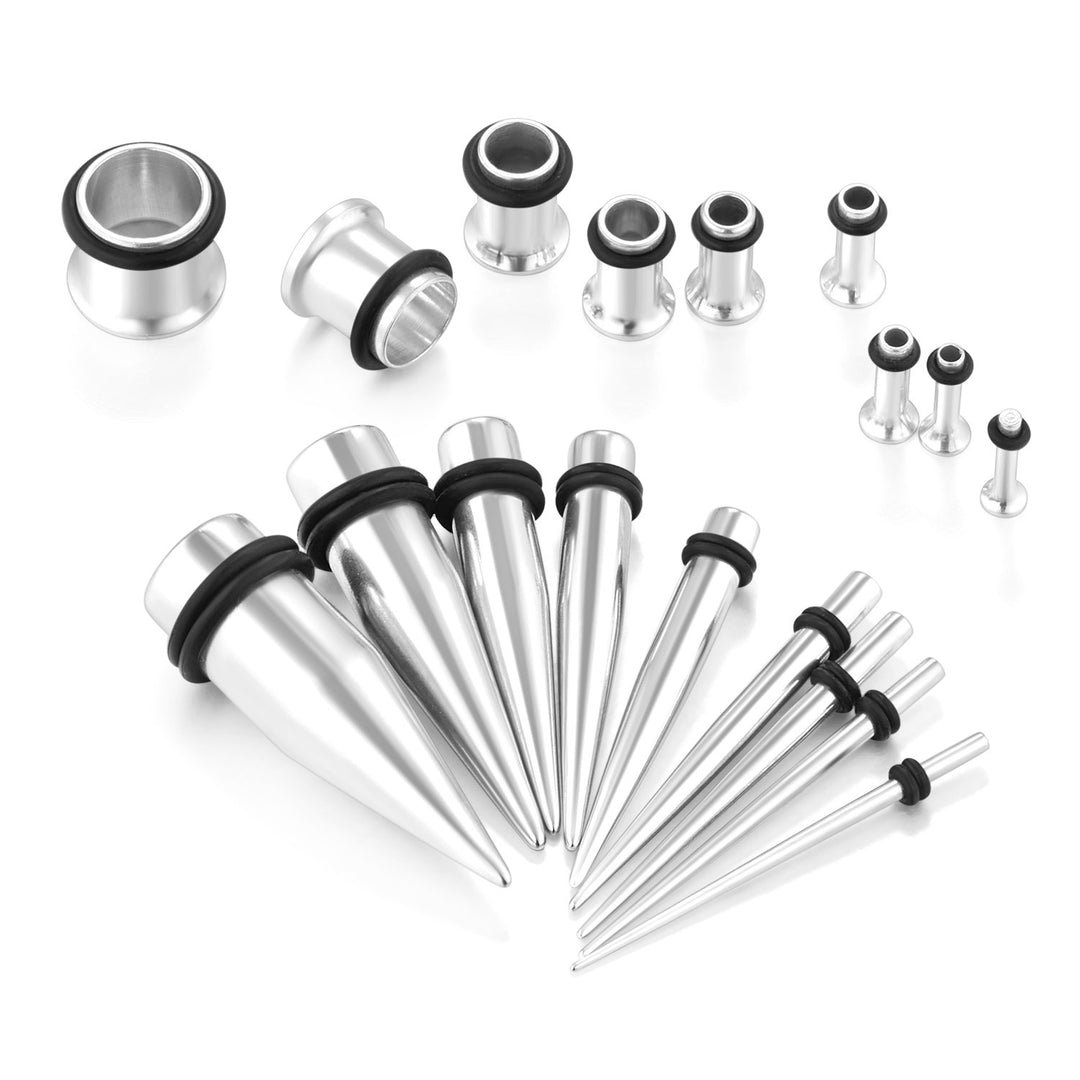 14G-00G 36pcs Tapers and Tunnels Ear Gauge Stretching Kit Surgical Stainless Steel