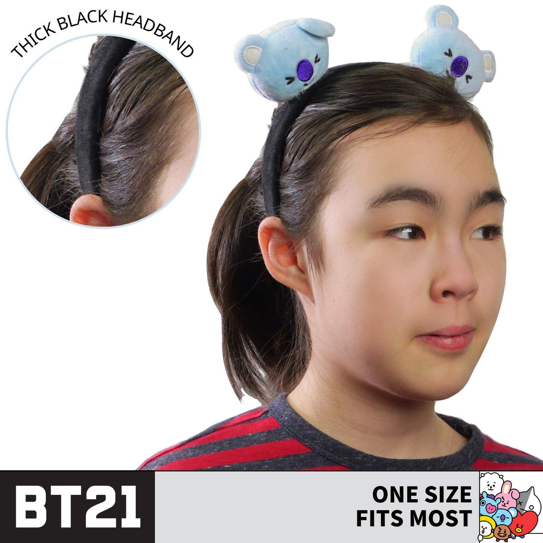 BT21 LINE FRIENDS 3D Plush Embroidered Womens Headband, Black/Blue, One Size