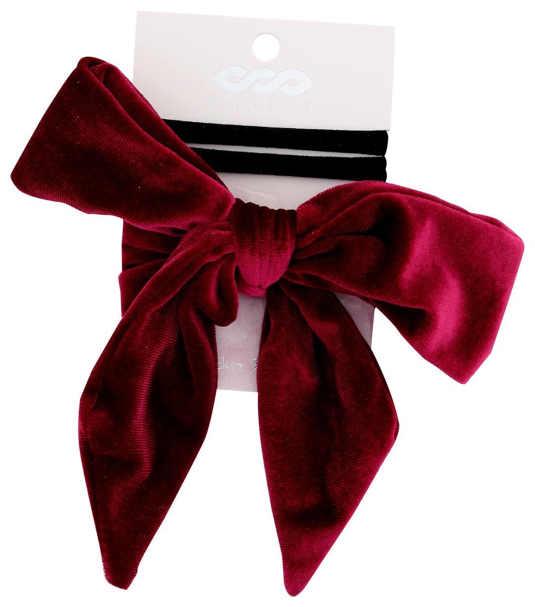 Pink Velvet Bow Tie with Elastics, 1 EA