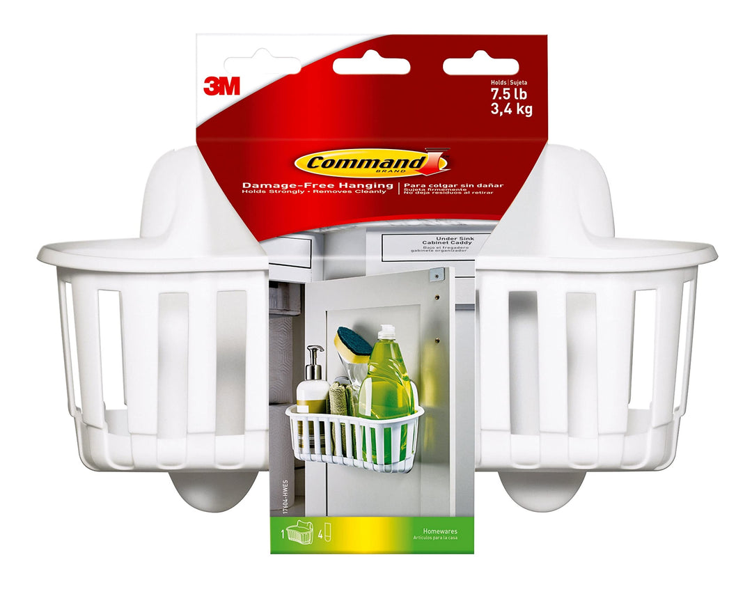 Under Sink Cabinet Caddy, Holds up to 7.5 lbs, 1-Caddy, 4-Strips, Organize Damage-Free