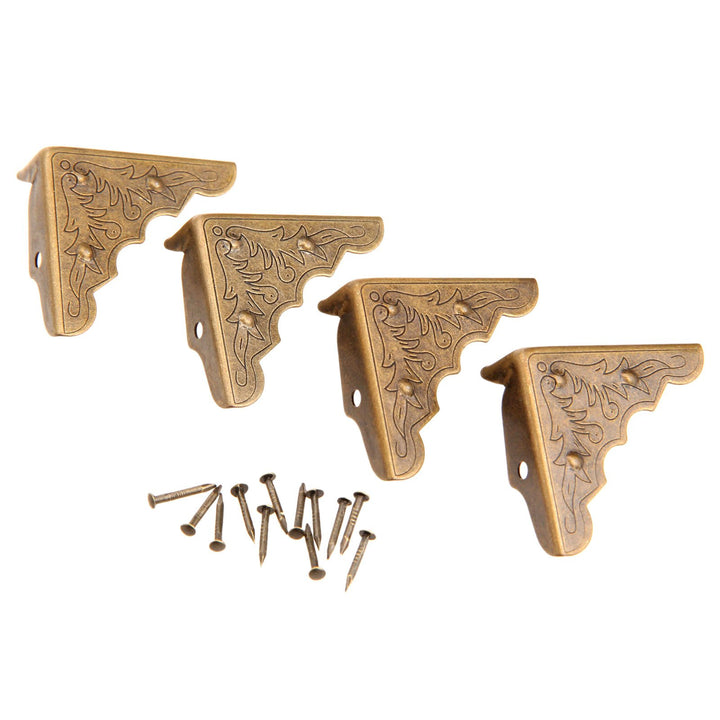 16Pcs Antique Brass Jewelry Box Corner Chest Corner Protector Guard Edge Cover-1.26x1.26x0.43