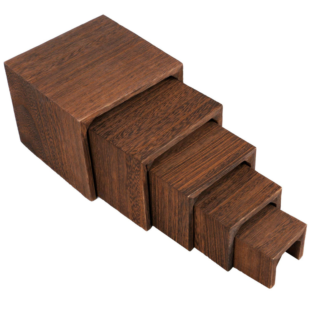 MOOCA 5-Piece Wooden Jewelry Display Risers - Multi-Fun