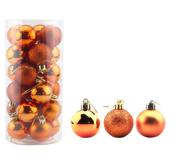 24pcs Christmas Ball Ornaments Shatterproof Christmas Decorations Tree Balls for Holiday Party Decoration, Tree Ornaments Hooks Included (Orange, 4cm/1.57)