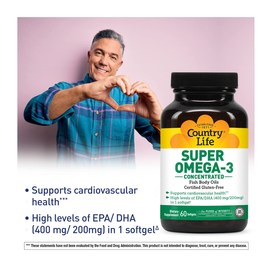 Country Life - Super Omega-3, Concentrated - 60 Softgel