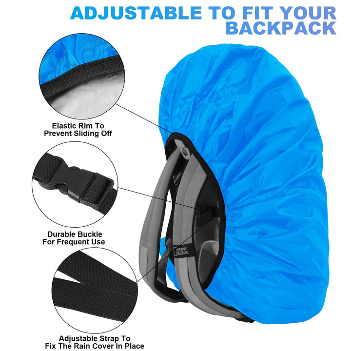 2pcs Waterproof Rain Cover for Backpack, Reflective Rainproof Protector for Anti-dust and Anti-Theft M 30L-40L Black