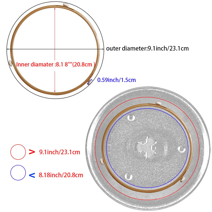 2 Pieces Large Microwave Oven Inner Dia 8.2 Inch Turntable Rotating Turntable Support Roller Ring