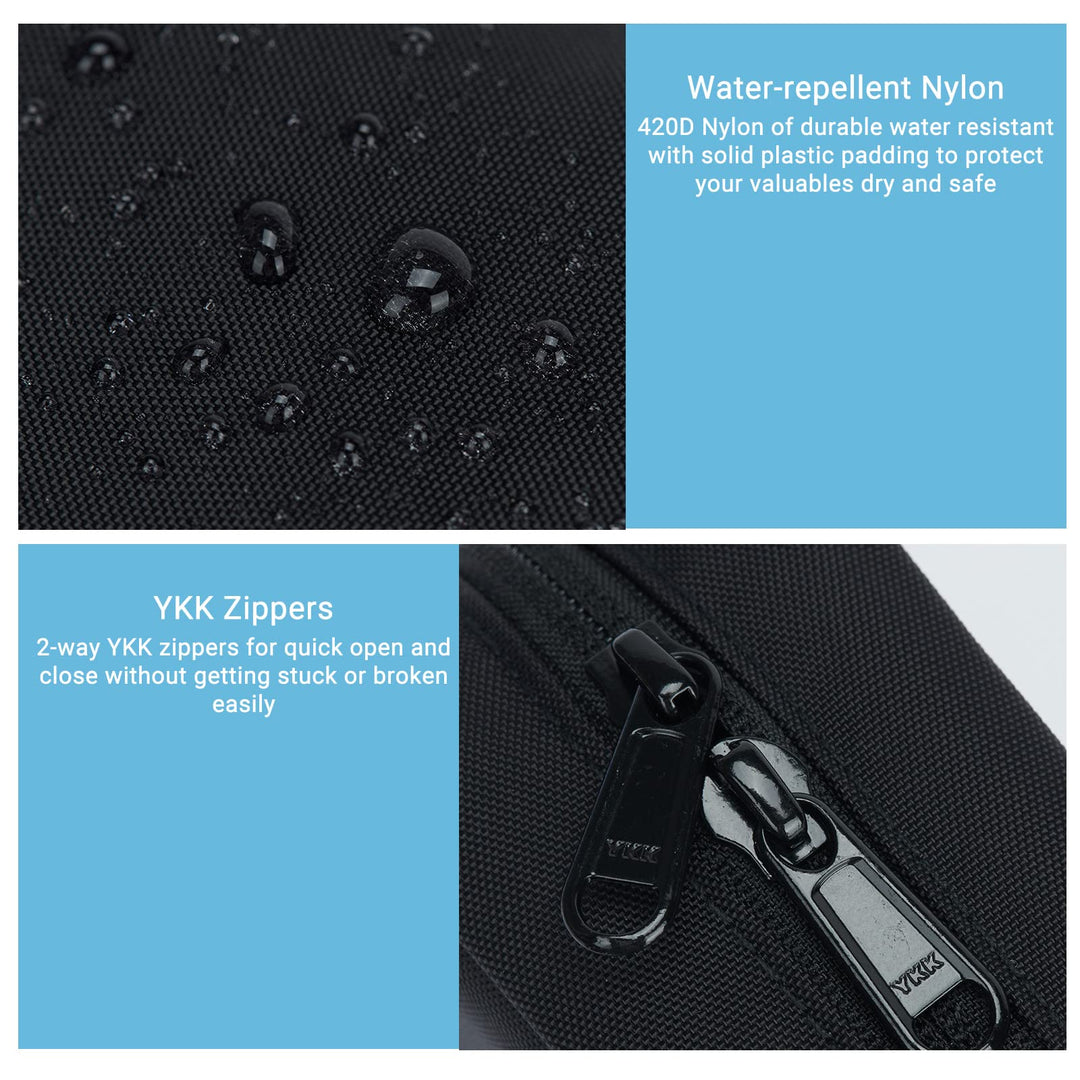 Purevave Electronics Organizer, Tech Organizer Pouch, Tech Travel Organizer, Compact Small Travel Cable Organizer for Cord, Phone Charger, USB Drive, SD Card and Power Bank Black