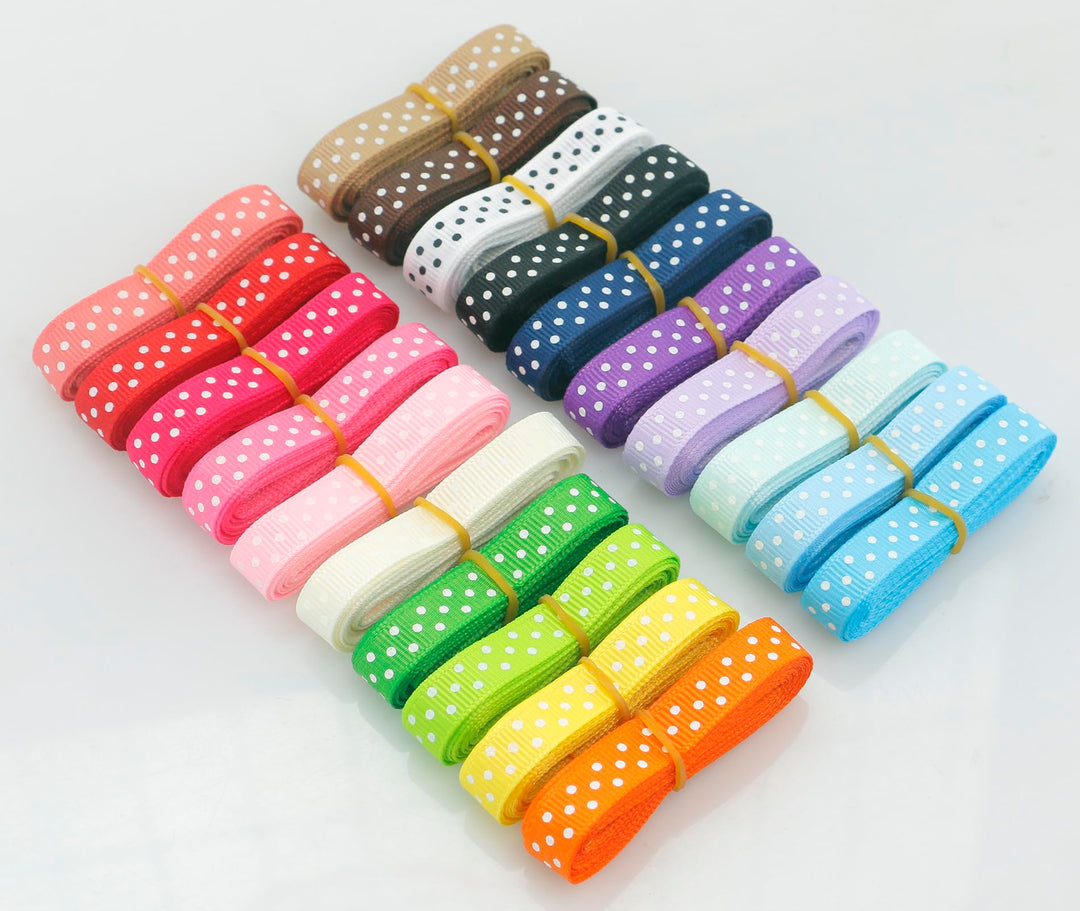 Grosgrain Ribbons for Crafts Gifts Wrapping 3/8 Boutique Polka Dot Fabric Ribbon 40yd (20 x 2yd)
