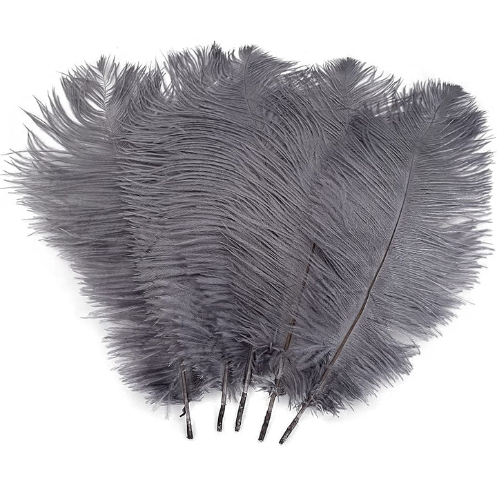 10PCS Ostrich Feather 12-14 inch(30-35cm) Plumes for Party Wedding Centerpiece Festival Vases Decoration(Grey)