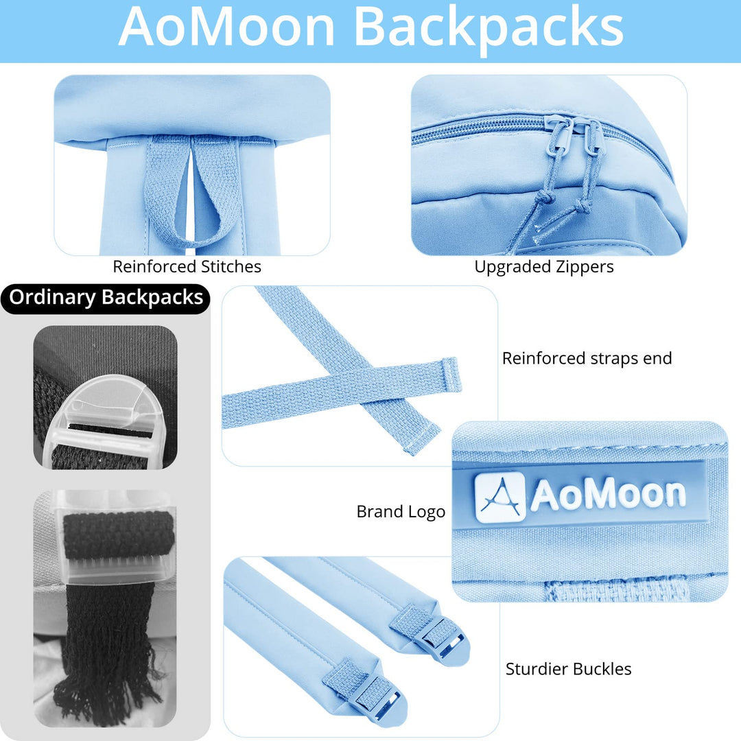 Kawaii Backpack Lovely Pastel Rucksack for Teen Girls Aesthetic Student Bookbags with Kawaii Pin and Cute Accessories (Light Blue-C)